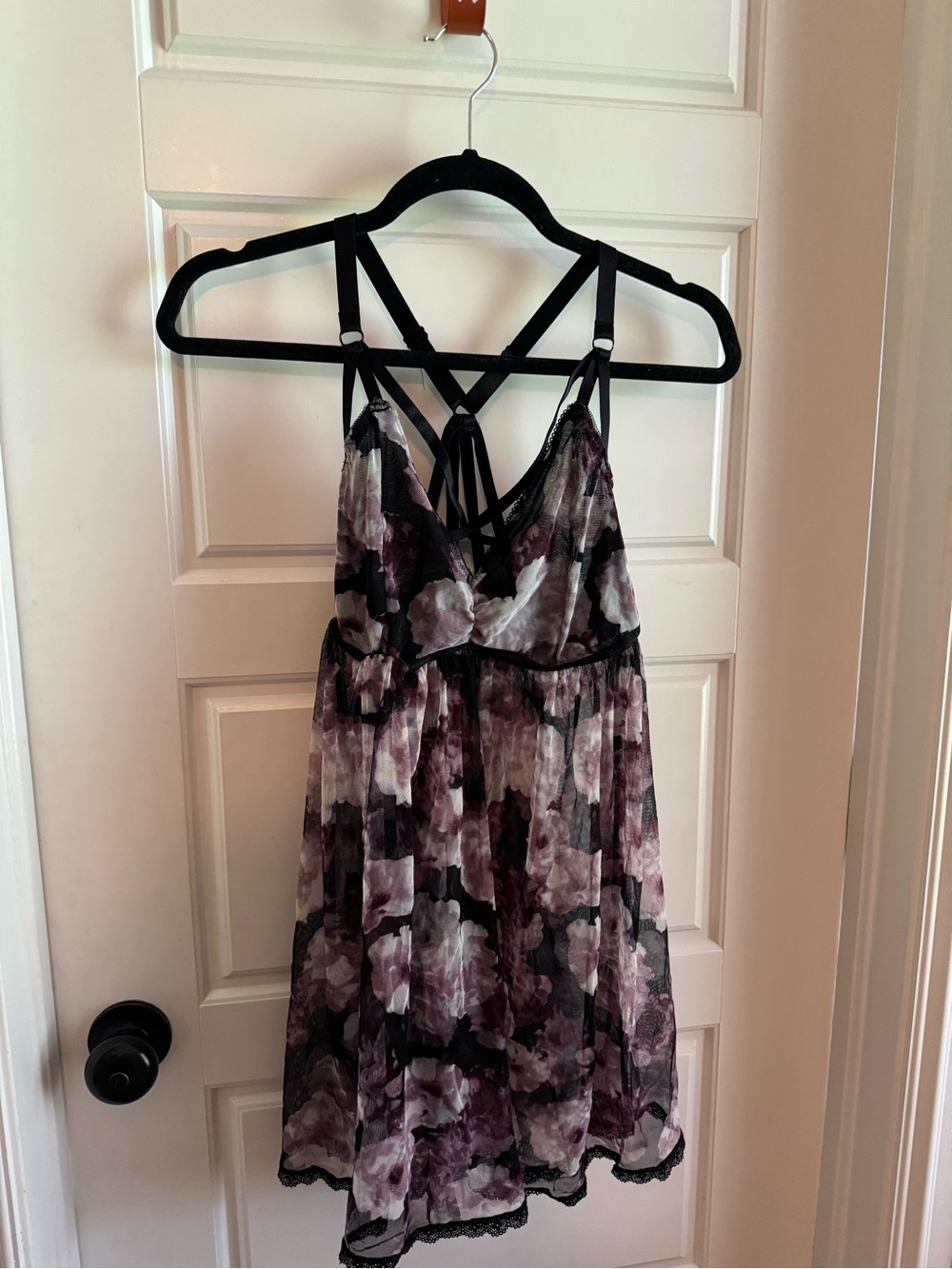 Floral Strappy Chemise in Purple